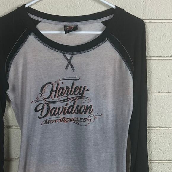 Harley-Davidson Ventura Camarillo Bling Raglan Tee size S - Picture 6 of 8